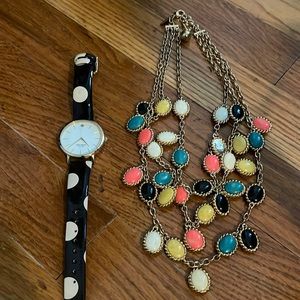 Kate Spade watch and multi strand necklace